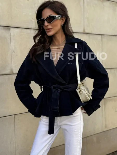 Модная куртка из замшевой кожи - фото 5