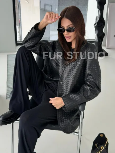 Женский пиджак из натуральной кожи - фото 6