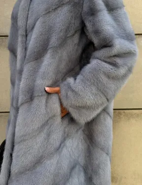 Шуба midi из меха норки с капюшоном, рукава трансформер - фото 1