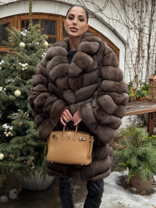 Шуба из соболя баргузинского с английски воротником SILVER 1-2 - фото 3