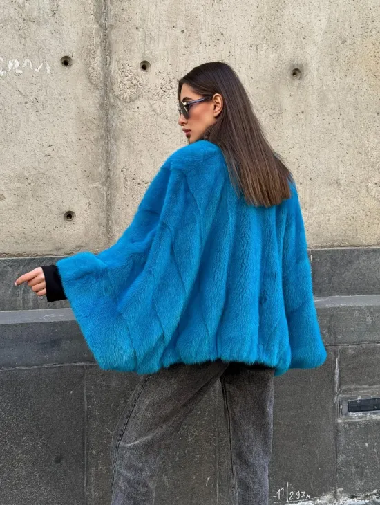 Голубое норковое болеро 