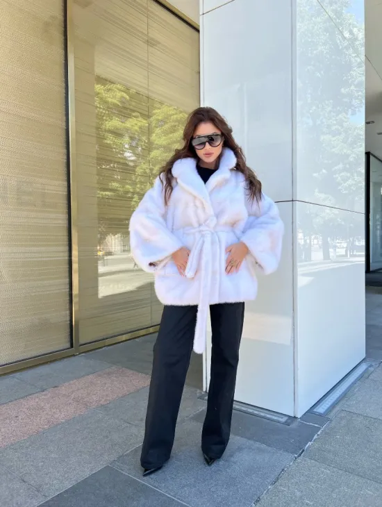 Пончо в датской норке - цвет паломино - фото 3