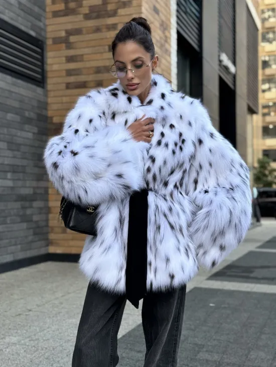 Шуба летучка из меха лисы под рысь Exclusive - фото 5