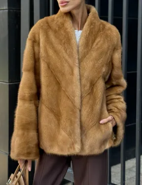 Норковый жакет Gold воротник V-образный - фото 1