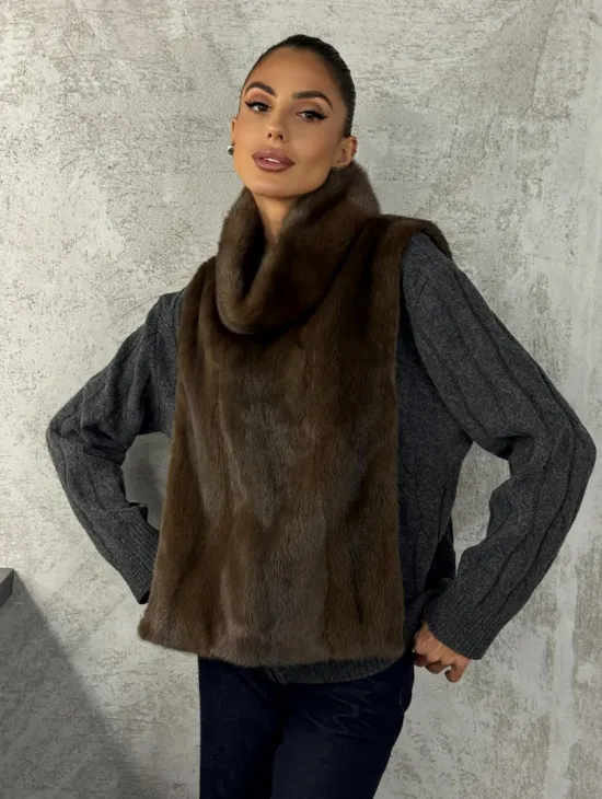 Манишка норковая - цвет соболь - фото 7