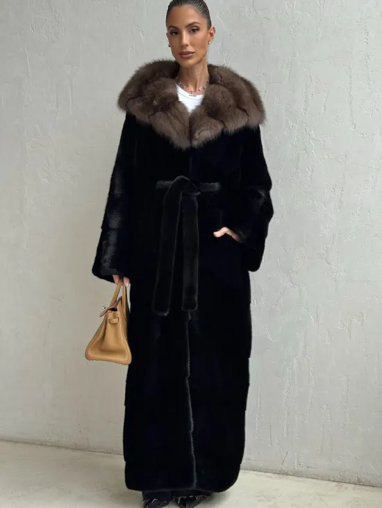 Длинная шуба из аукционного меха норки SAGA FURS - фото 1