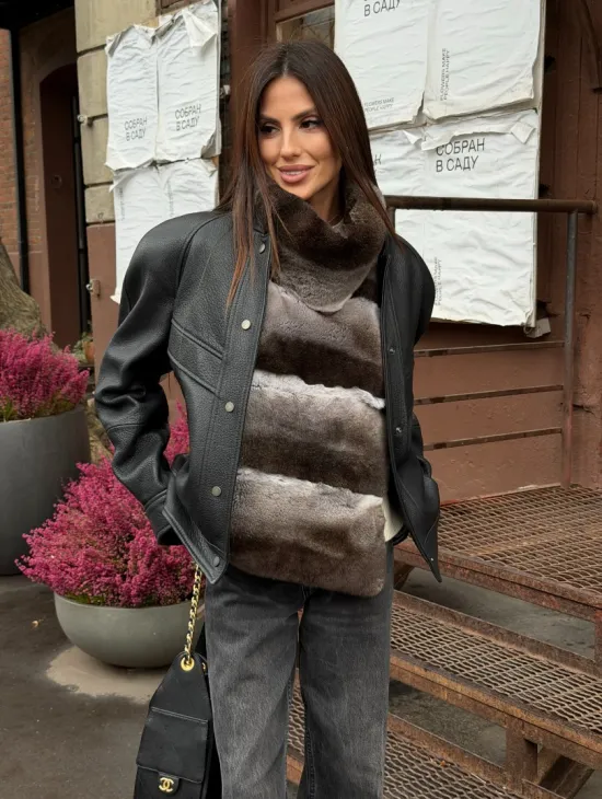 Манишка из кролика рекс под шиншиллу - фото 9