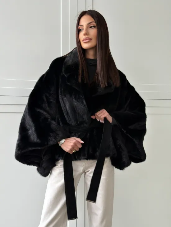 Черная норка летучая мышь - английский воротник - фото 7