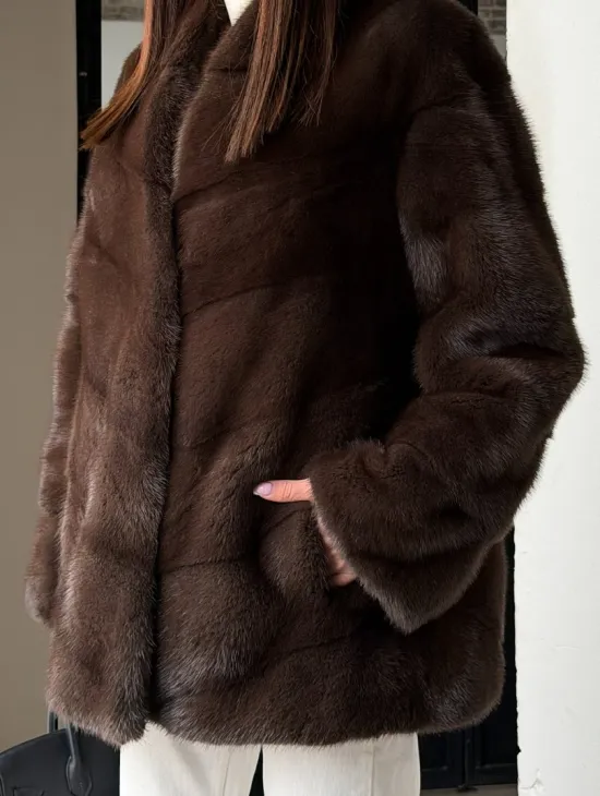 Женский норковый полушубок - фото 1