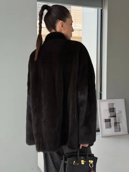 Модный норковый жакет «тренд 2026» Dark Espresso - фото 6