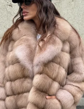 Шуба из меха куницы - цвет Tortora - фото 1