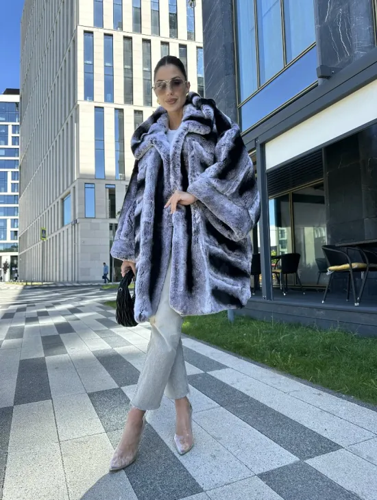 Шуба из кролика рекса - цвет шиншилла - фото 11