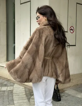 Шуба автоледи из норки цвет бежевый - фото 3